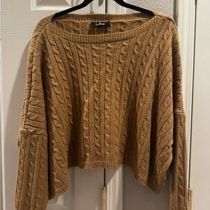 Lulu's Tan Cable Knit Sweater